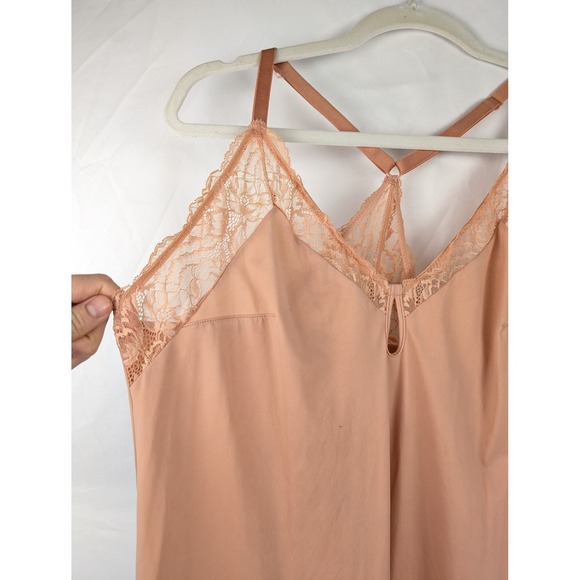 Peach Lace Trim Cami Slip Dress Racerback Adjustable Fairy Dainty Coquette YqK - Picture 2 of 9